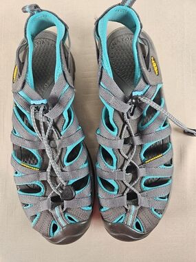 Keen Teal and Gray Sport Sandals with Bungee Closure